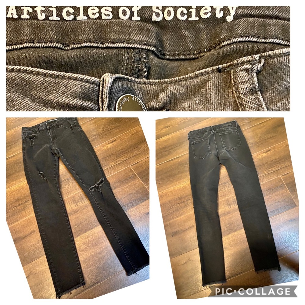 Articles of Society Black Skinny Jeans with Frayed Hem